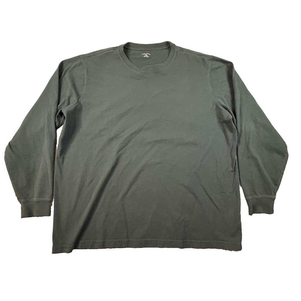 Lands' End Unisex 2XL Dark‎ Green LS Cotton Crewneck Shirt SEE DESCRIPTION